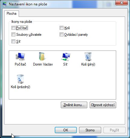 Ikony na ploše - nastavení ve Windows Vista
